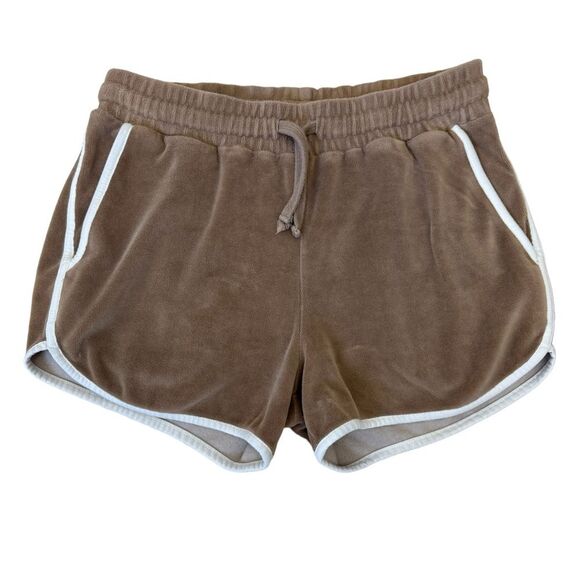 ASOS Velour Tan and White Drawstring Shorts Size Small - Picture 1 of 7